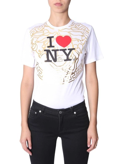 Shop Versace I Love Ny Print T-shirt In White