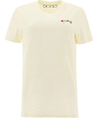 Shop Off-white "arrow Flowers" T-shirt In Beige
