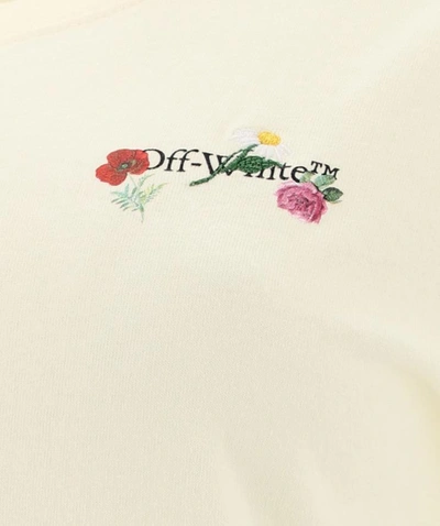 Shop Off-white "arrow Flowers" T-shirt In Beige