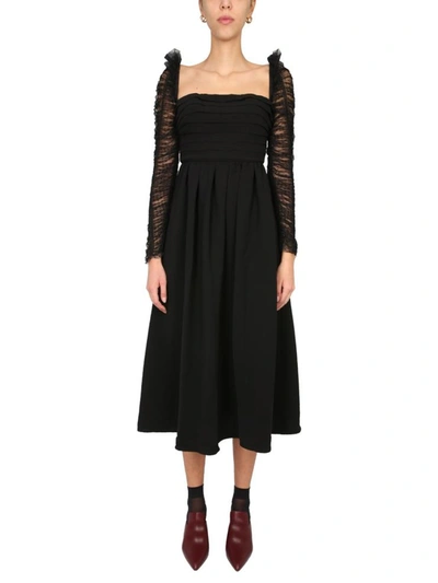 Shop Self-portrait Midi Dress In Black