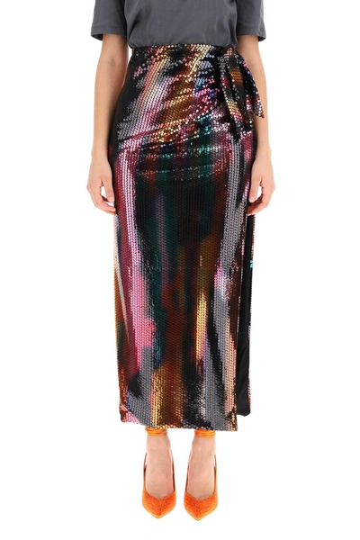 Shop Attico The  Long Sequined Skirt In Multicolor V1