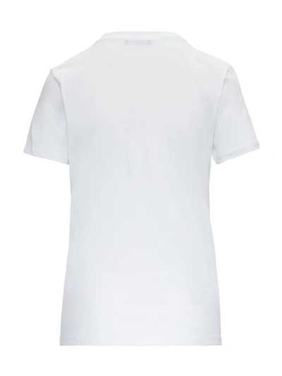 Shop Balmain Jersey T-shirt With Golden Medallion Print In White