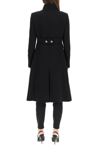 Shop Dolce & Gabbana Wool Coat With Heraldic Buttons In Nero