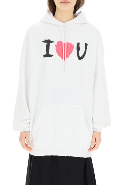 Shop Balenciaga Over Sweatshirt With I Love You Print In White Black