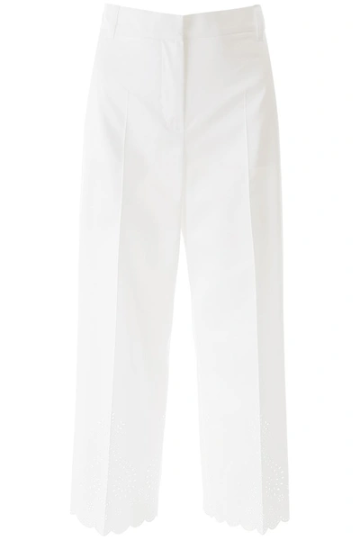 Shop Weekend Max Mara Laser-cut Trousers In Bianco Ottico