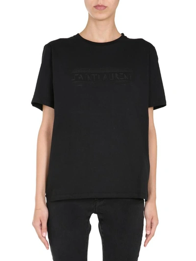 Shop Saint Laurent Round Neck T-shirt In Black