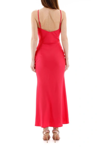 Shop In The Mood For Love Long Satin Dress In Fuchsia