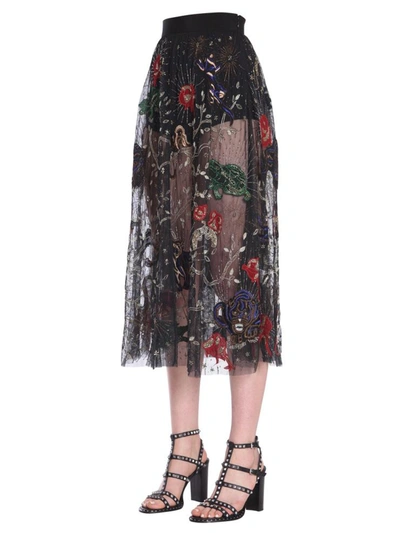 Shop Amen Embroidered Skirt In Multicolour