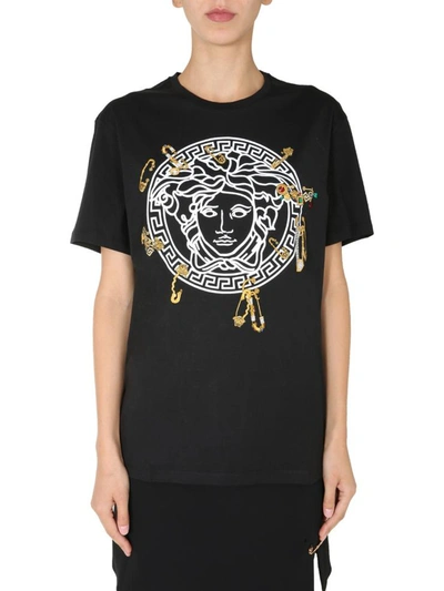 Shop Versace Crew Neck T-shirt In Black