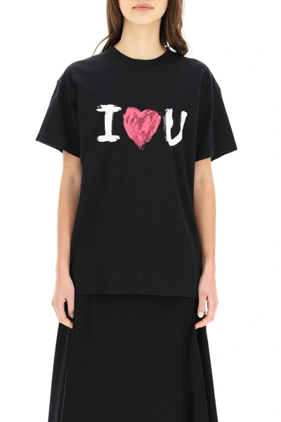 Shop Balenciaga I Love You Print T-shirt In Black White