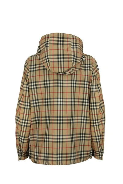 Shop Burberry Everton - Vintage Check Recycled Polyester Hooded Jacket In Archive Beige