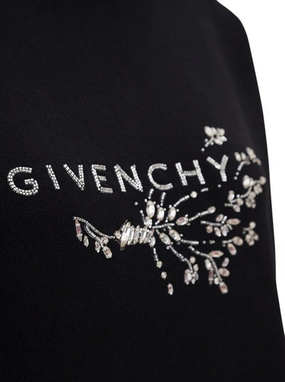 Shop Givenchy Jersey Hoodie With Embroidered Logo In Black