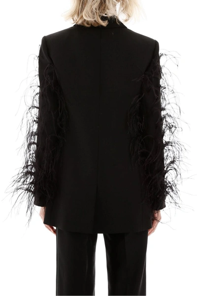 Shop Valentino Jacket With Ostrich Feathers In Nero