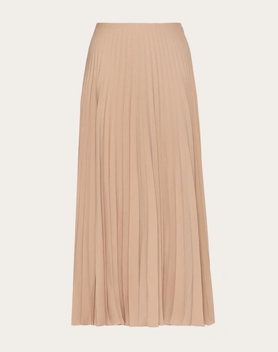 Shop Valentino Pleated Techno Cady Skirt In Poudre