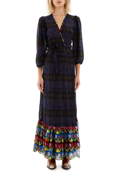 Shop Jessie Western Rainbow Stars Long Dress In Blue Black