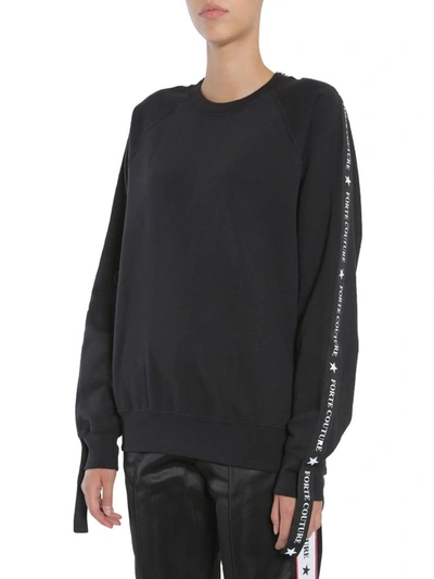 Shop Forte Couture Sweatshirt With Side Logo Band In Black