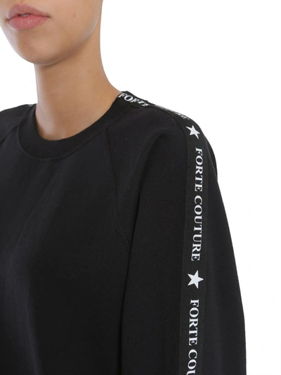 Shop Forte Couture Sweatshirt With Side Logo Band In Black