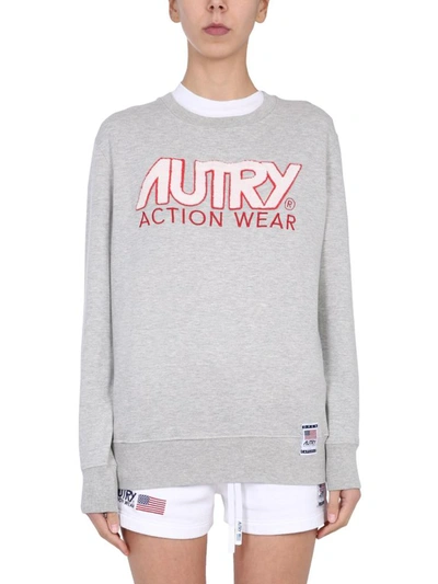 Shop Autry Crew Neck Sweatshirt In Grey