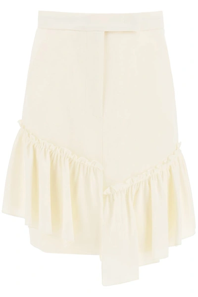 Shop Max Mara Acca Mini Skirt With Ruffles In Bianco