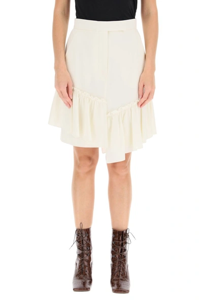 Shop Max Mara Acca Mini Skirt With Ruffles In Bianco