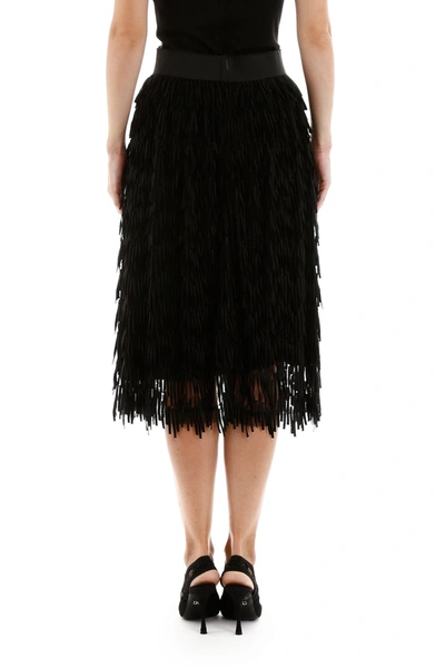 Shop Dolce & Gabbana Fringed Tulle Skirt In Nero