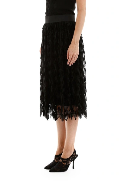 Shop Dolce & Gabbana Fringed Tulle Skirt In Nero