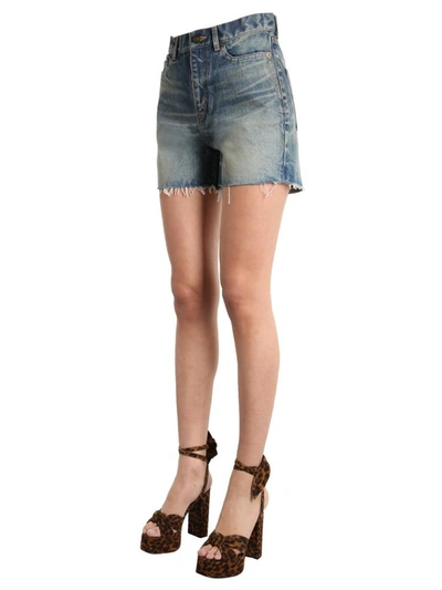 Shop Saint Laurent Denim Shorts In Blue