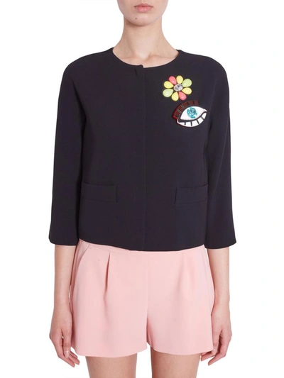 Shop Boutique Moschino Crêpe Jacket In Black