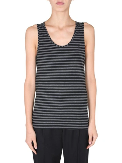 Shop Saint Laurent Round Neck Tank Top In Black