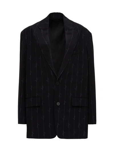 Shop Balenciaga Jacket With Signature In Black