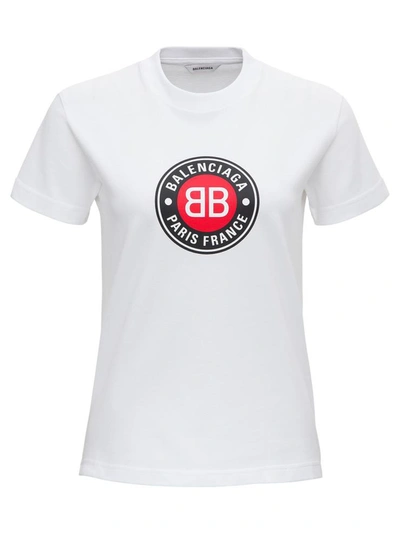 Shop Balenciaga T-shirt With Logo Print In White