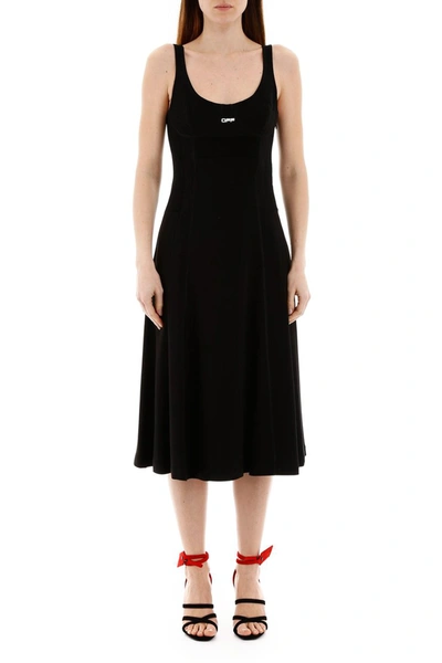 Shop Off-white Jersey Dress In Black White