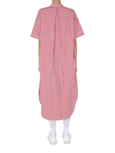 Shop Lacoste Striped Dress In Red