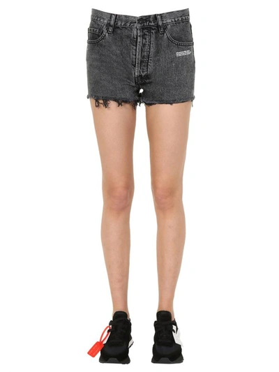 Shop Off-white Denim Shorts In Grey