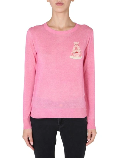 Shop Moschino Crew Neck Sweater In Pink