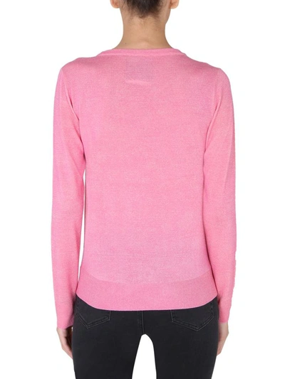 Shop Moschino Crew Neck Sweater In Pink