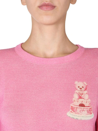 Shop Moschino Crew Neck Sweater In Pink