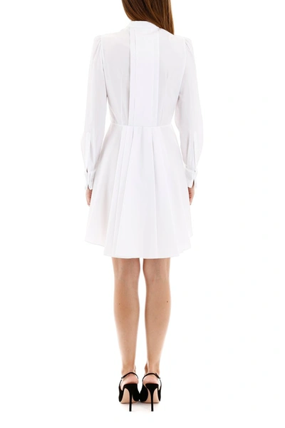 Shop Alexander Mcqueen Mini Dress With Plastron In Opticalwhite