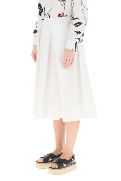 Shop Marni Cotton Midi Skirt In Lily White