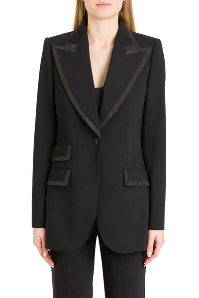 Shop Dolce & Gabbana Satin Piping Blazer In Black