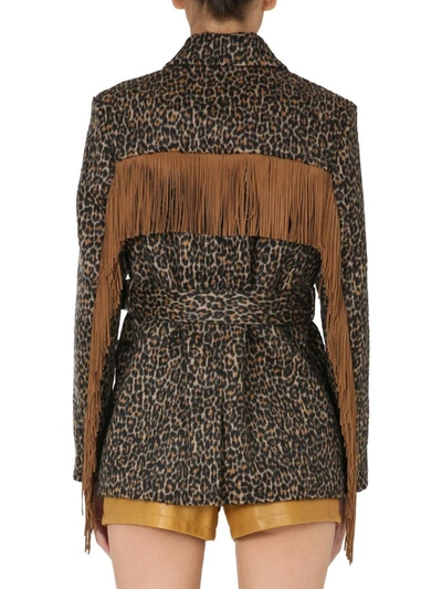 Shop Saint Laurent Jacket With Fringes In Animalier