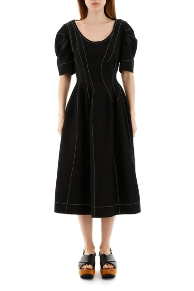 Shop Marni Dress With Stitching In Black