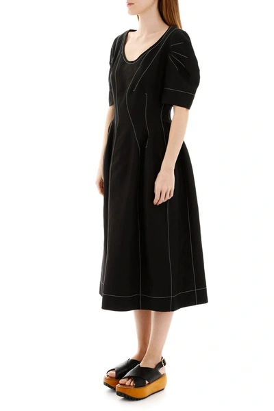 Shop Marni Dress With Stitching In Black
