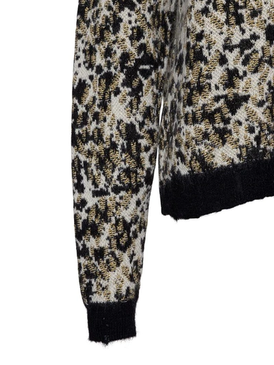 Shop Saint Laurent Leopard Sweater In Grey
