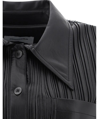 Shop Nanushka "blaine" Pleated Shirt In Black  