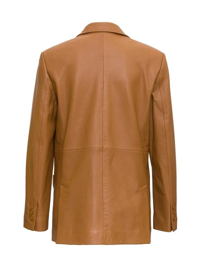 Shop Alberta Ferretti Leather Blazer In Brown