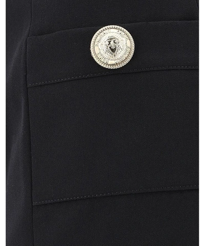 Shop Balmain Wool Skirt With Embossed Buttons In Black  