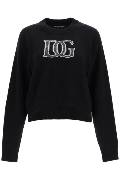 Shop Dolce & Gabbana Sweater Lurex Logo Embroidery In Variante Abbinata