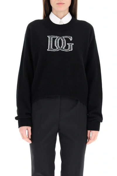 Shop Dolce & Gabbana Sweater Lurex Logo Embroidery In Variante Abbinata