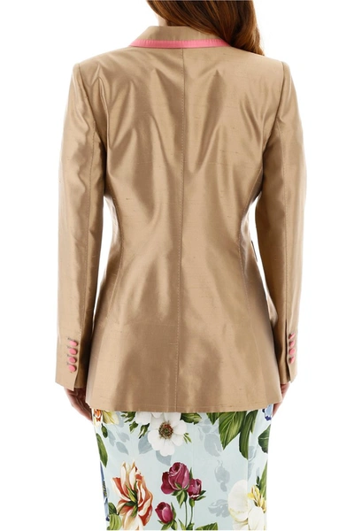 Shop Dolce & Gabbana Two-tone Shantung Blazer In Beige